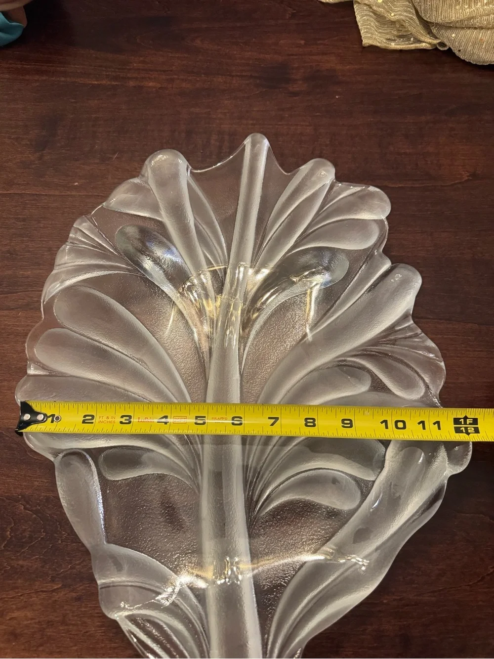 Mikasa Walther Vintage Crystal Leaf Platter Serving Tray Germany Glass 17.5x12”